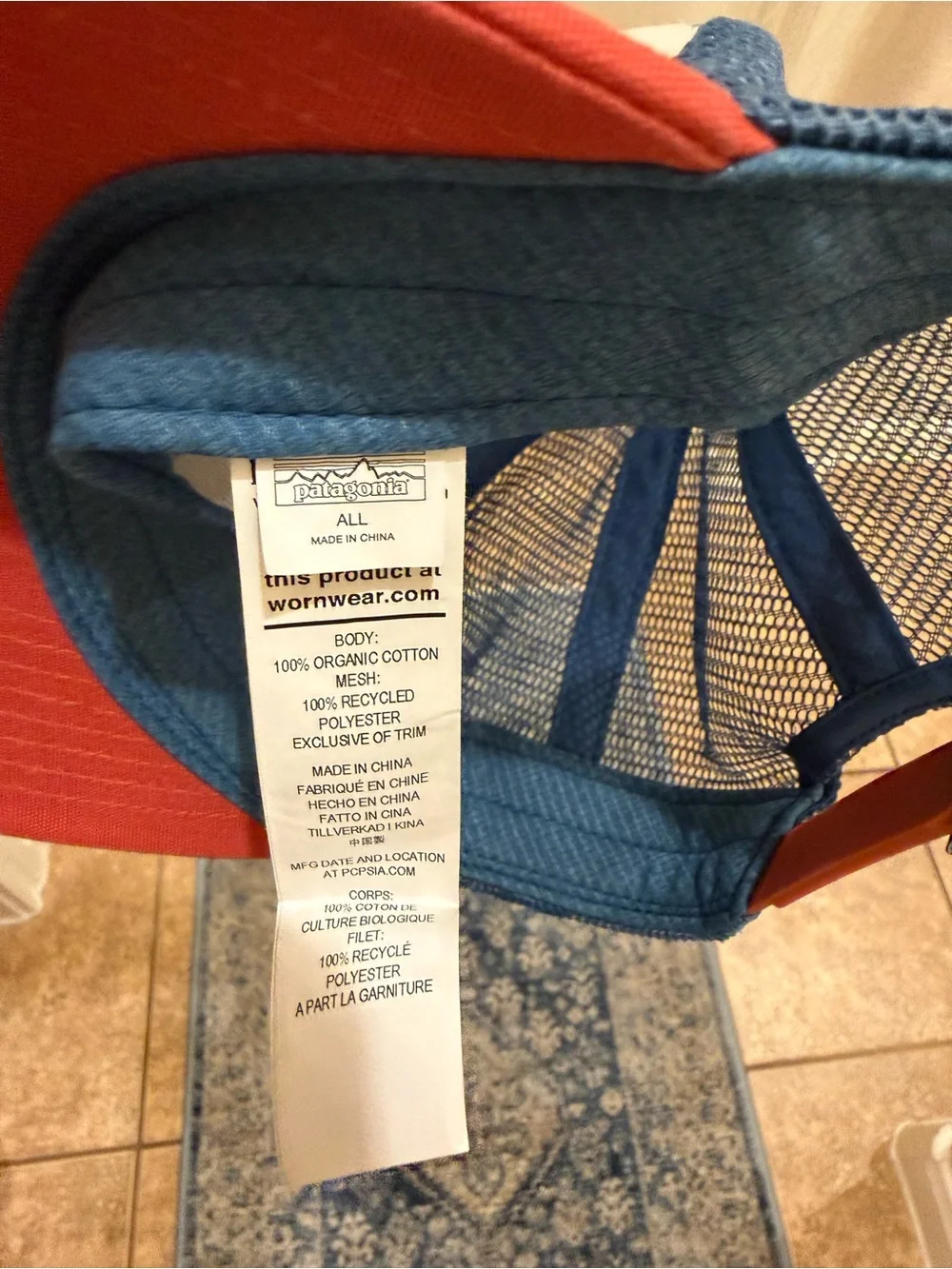 Patagonia Kids' Trucker Hat in White, Blue & Coral